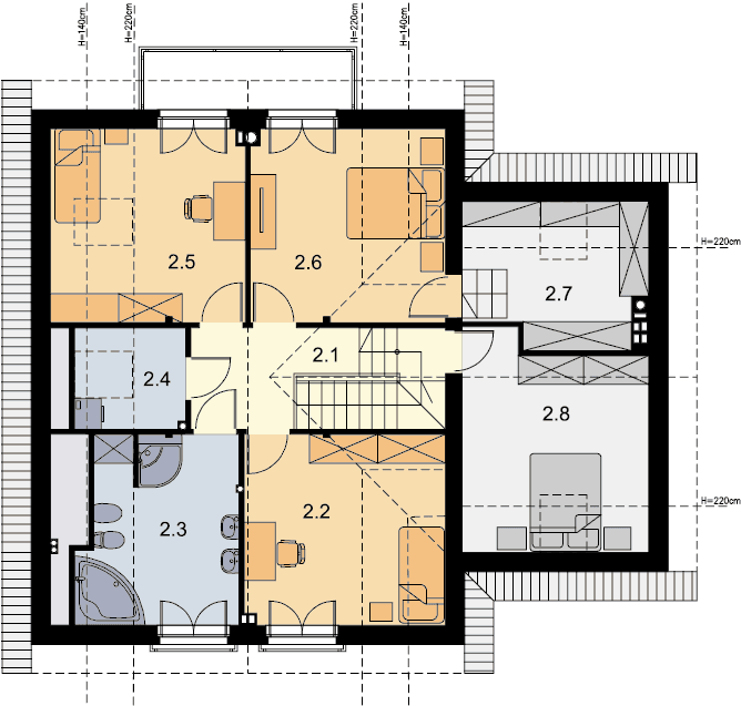 Rzut poddasza domu jednorodzinnego Puk 3