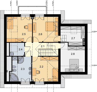 Rzut poddasza domu jednorodzinnego Puk 3