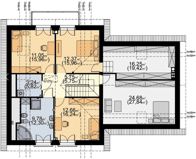 Rzut poddasza w projekcie domu Ajaks 3 G2