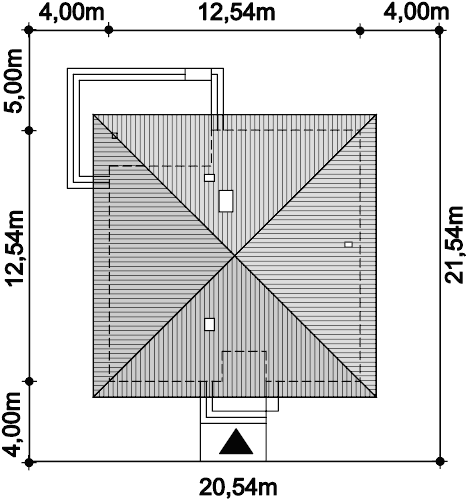 Rzut usytuowania domu jednorodzinnego Serafin paliwo stałe na działce