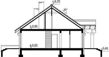 Przekrój domu jednorodzinnego Tamara 2