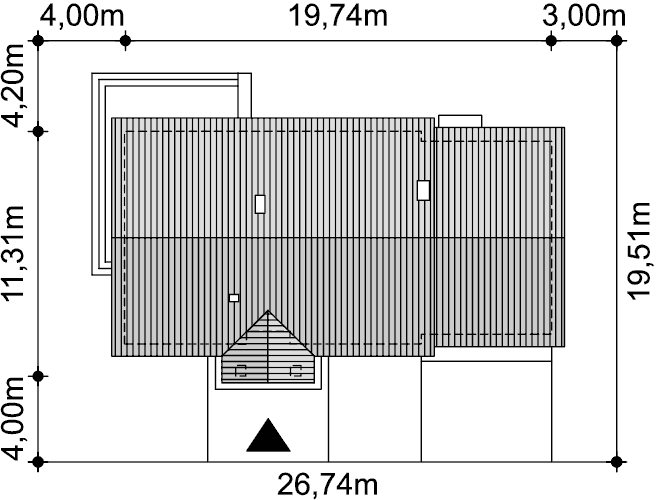 Rzut usytuowania domu jednorodzinnego Tamara 2