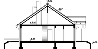 Przekrój domu jednorodzinnego Tamara