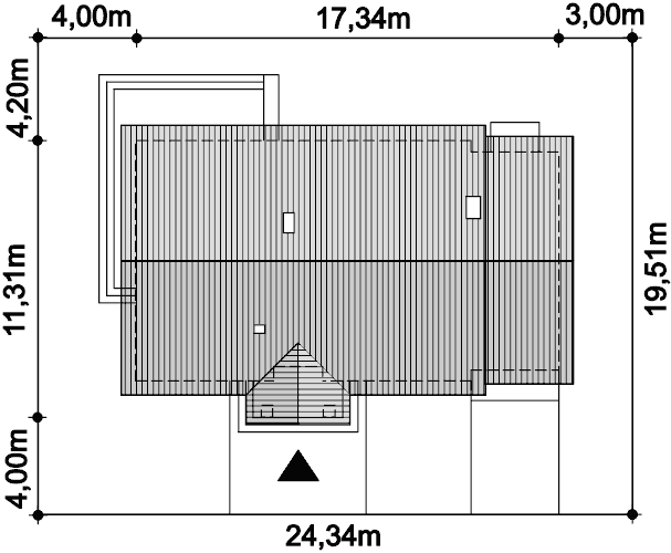 Rzut usytuowania domu jednorodzinnego Tamara