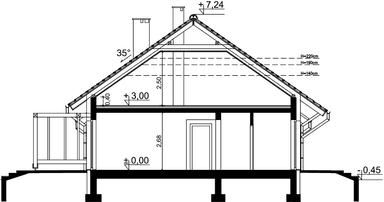 Przekrój domu jednorodzinnego Tamara 3