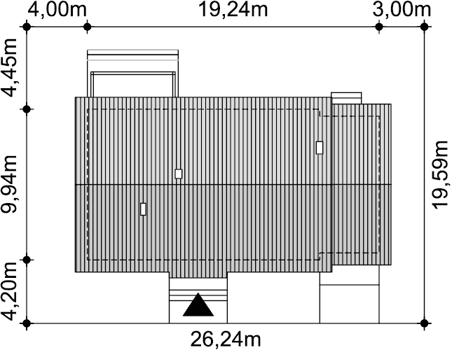 Rzut usytuowania domu jednorodzinnego Tamara 3 na działce