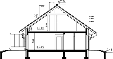 Przekrój domu jednorodzinnego Tamara 4