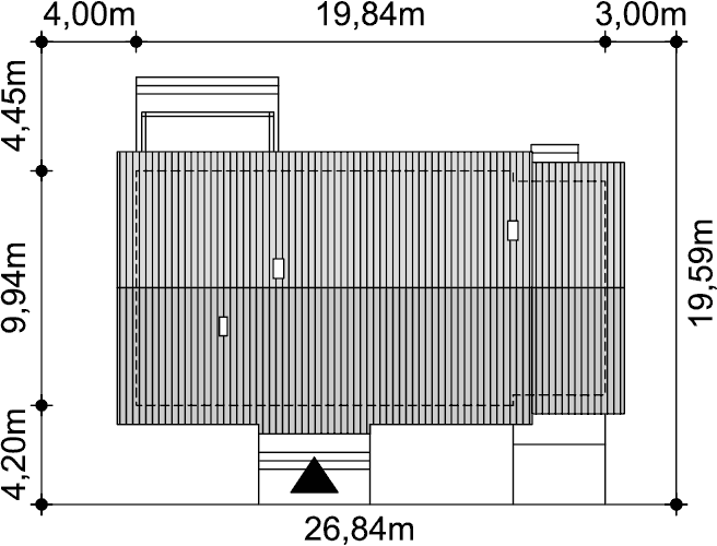 Rzut usytuowania domu jednorodzinnego Tamara 4 na działce