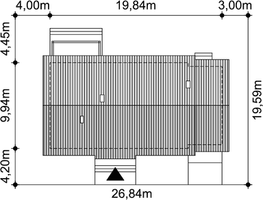 Rzut usytuowania domu jednorodzinnego Tamara 4 na działce