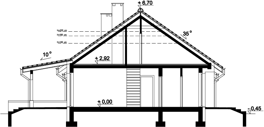 Przekrój domu jednorodzinnego Tama Modern