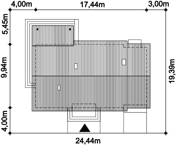 Rzut usytuowania domu jednorodzinnego Tamara Modern na działce