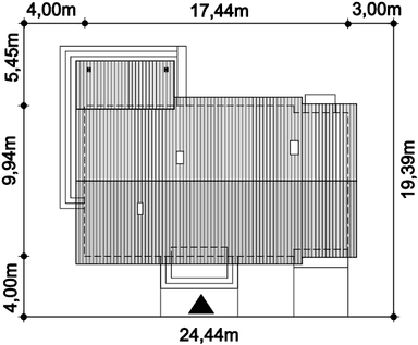 Rzut usytuowania domu jednorodzinnego Tamara Modern na działce