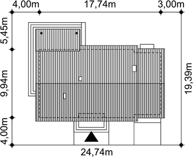 Rzut usytuowania domu jednorodzinnego Tama Modern B na działce