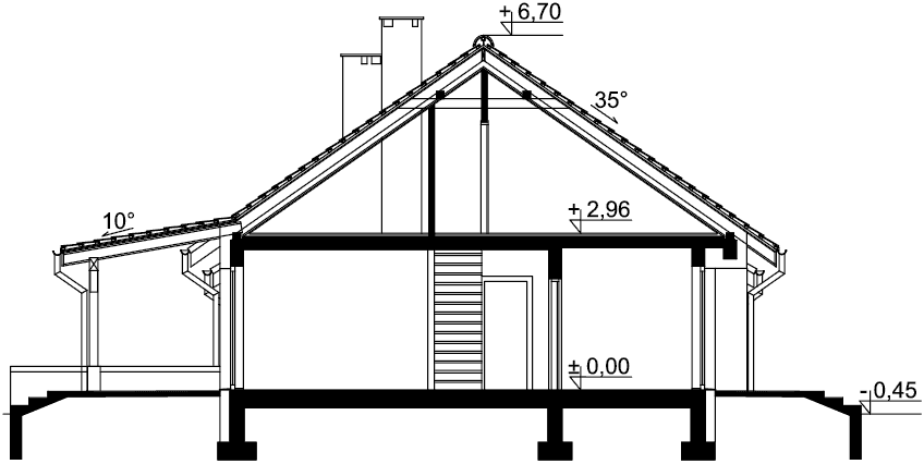 Przekrój domu jednorodzinnego Tamara Modern G2
