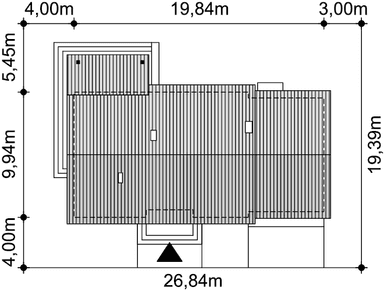 Rzut usytuowania domu jednorodzinnego Tamara Modern G2 na działce
