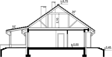 Przekrój budynku parterowego w domu Tamara modern wz