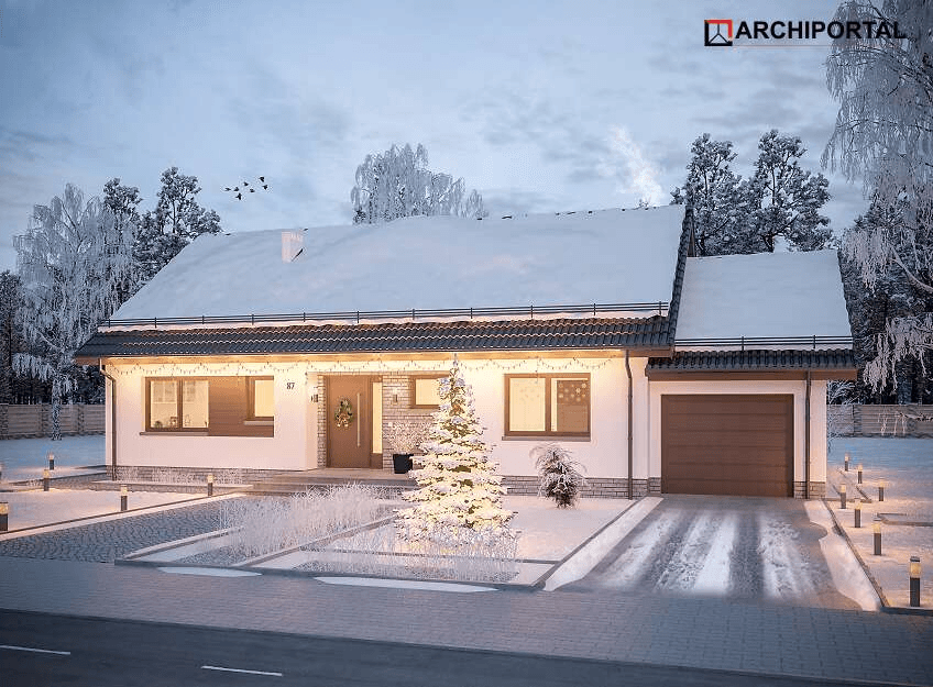 Wizualizacja domu parterowego od frontu Tamara Modern WZ