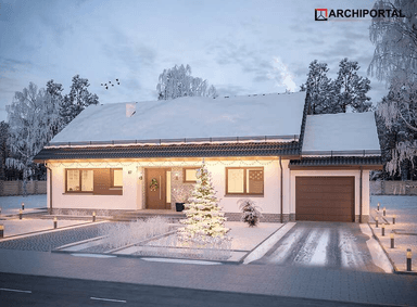 Wizualizacja domu parterowego od frontu Tamara Modern WZ