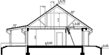 Przekrój domu jednorodzinnego Tamara Modern WZ G2