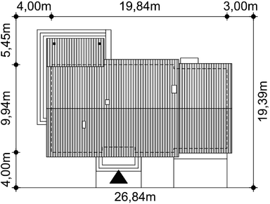 Rzut usytuowania domu jednorodzinnego Tamara Modern WZ G2 na działce