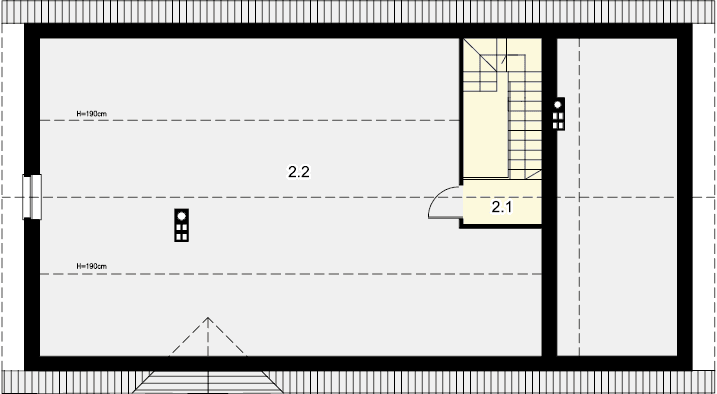 Rzut strychu domu jednorodzinnego Tamina 2