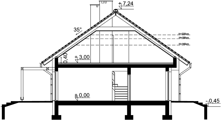 Przekrój domu jednorodzinnego Tamina 3