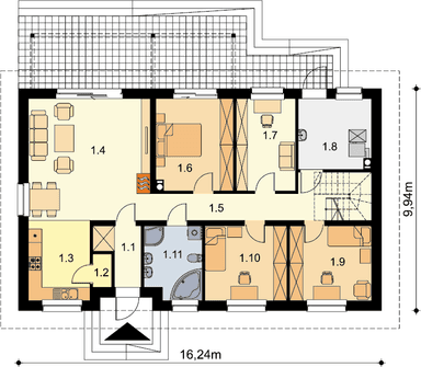 Rzut parteru domu jednorodzinnego Tamina 3