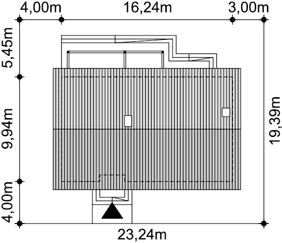Rzut usytuowania domu jednorodzinnego Tamina 3 na działce