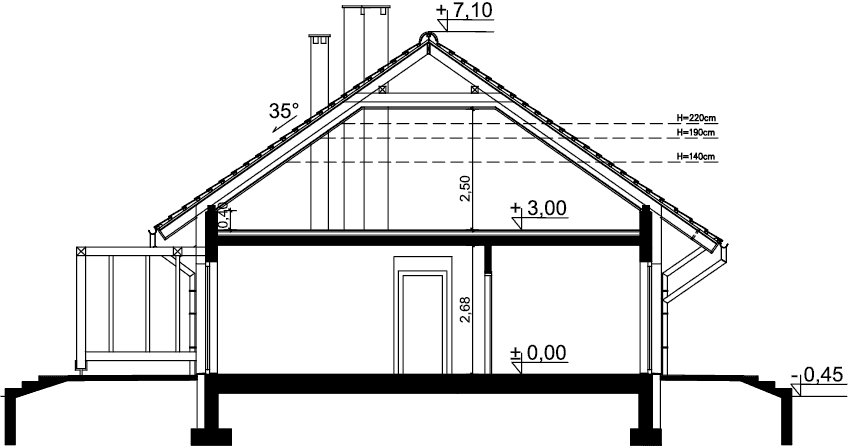 Przekrój domu jednorodzinnego Tamina 4