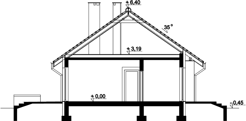 Przekrój domu jednorodzinnego Tamina mała PS 2