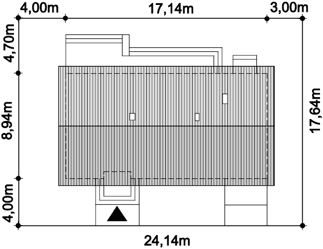 Rzut usytuowania domu jednorodzinnego Tamina mała 2 PS na działce