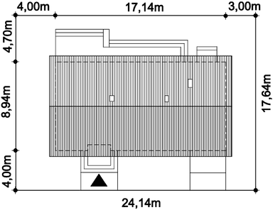Rzut usytuowania domu jednorodzinnego Tamina mała 2 PS na działce