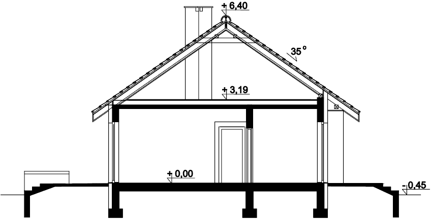 Przekrój domu jednorodzinnego Tamina mała PS
