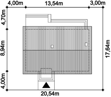 Rzut usytuowania domu jednorodzinnego Tamina mała PS na działce
