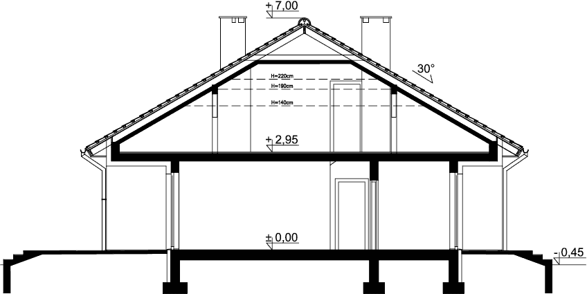 Przekrój domu jednorodzinnego Tanis 2