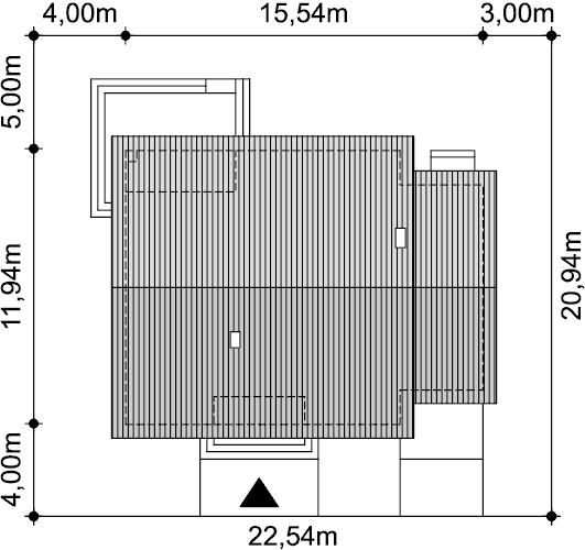 Rzut usytuowania domu jednorodzinnego Tanis 2 na działce
