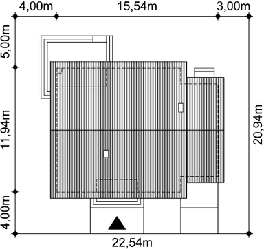 Rzut usytuowania domu jednorodzinnego Tanis 2 na działce