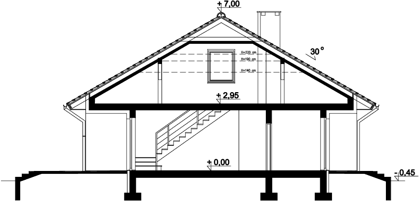 Przekrój domu jednorodzinnego Tanis
