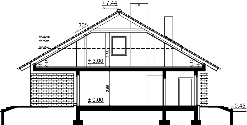 Przekrój domu jednorodzinnego Tanis 3