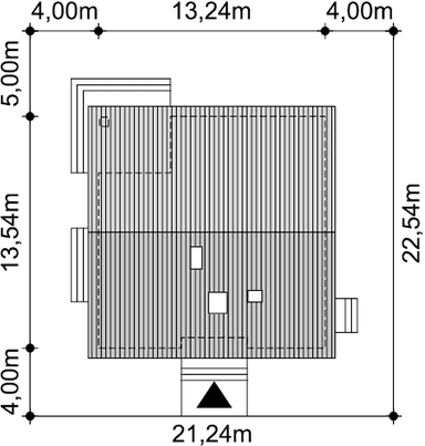 Rzut usytuowania domu jednorodzinnego Tanis 3 na działce