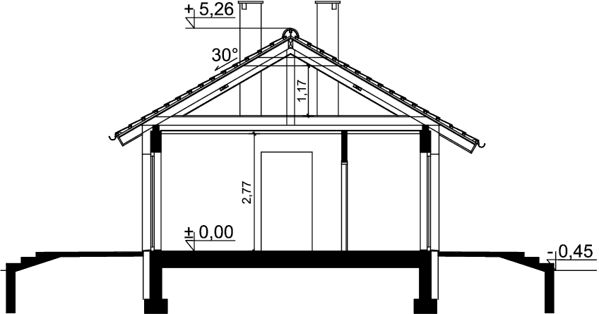 Przekrój domu jednorodzinnego Tebe mini