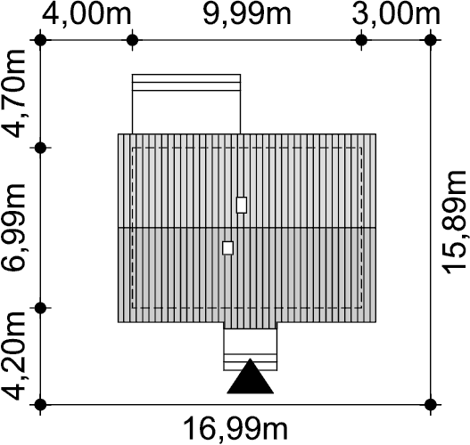 Rzut usytuowania domu jednorodzinnego Tebe mini na działce