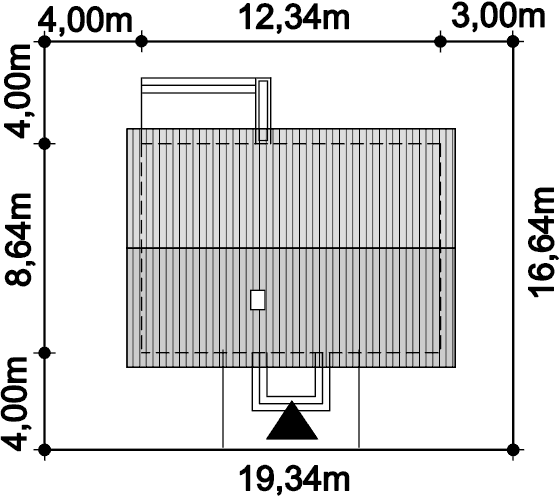 Rzut usytuowania domu jednorodzinnego Tebe na działce