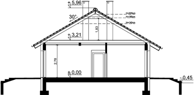 Przekrój domu jednorodzinnego Tebe 3
