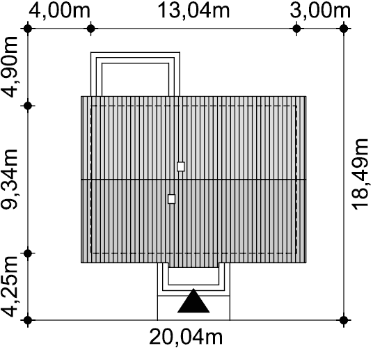 Rzut usytuowania domu jednorodzinnego Tebe 3 na działce