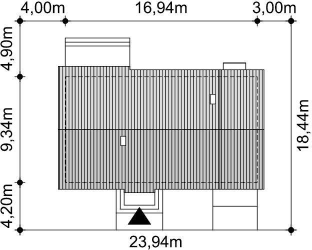 Rzut usytuowania domu jednorodzinnego Tebe 3 G1 na działce