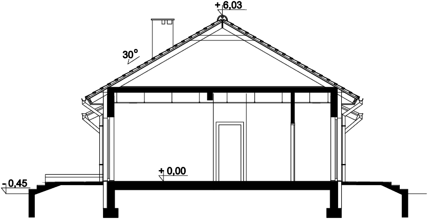 Przekrój domu jednorodzinnego Tebe II paliwo stałe