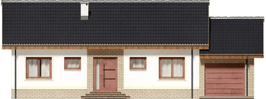 Elewacja frontowa domu jednorodzinnego Tebe II paliwo stałe