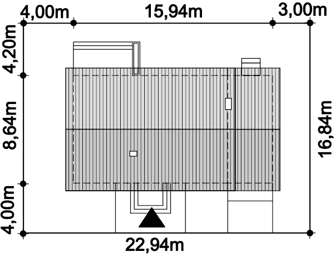 Rzut usytuowania domu jednorodzinnego Tebe II paliwo stałe