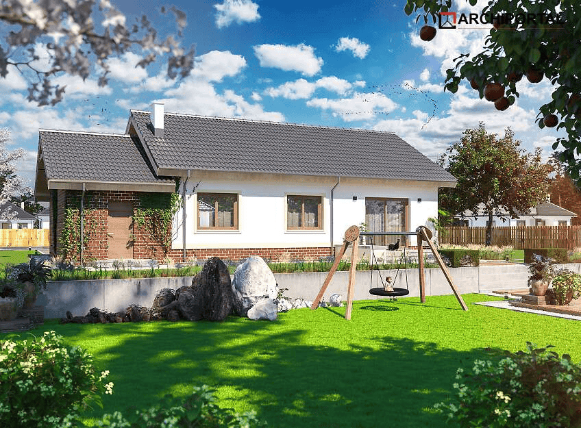 Wizualizacja domu jednorodzinnego Tebe II paliwo stałe